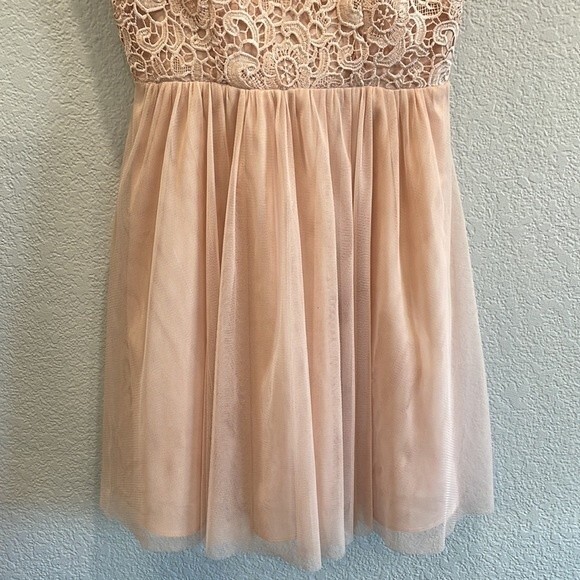 Aidan Mattox Light Pink Lace Bodice Tulle Skirt Mini Dress Size 4 - Picture 4 of 10